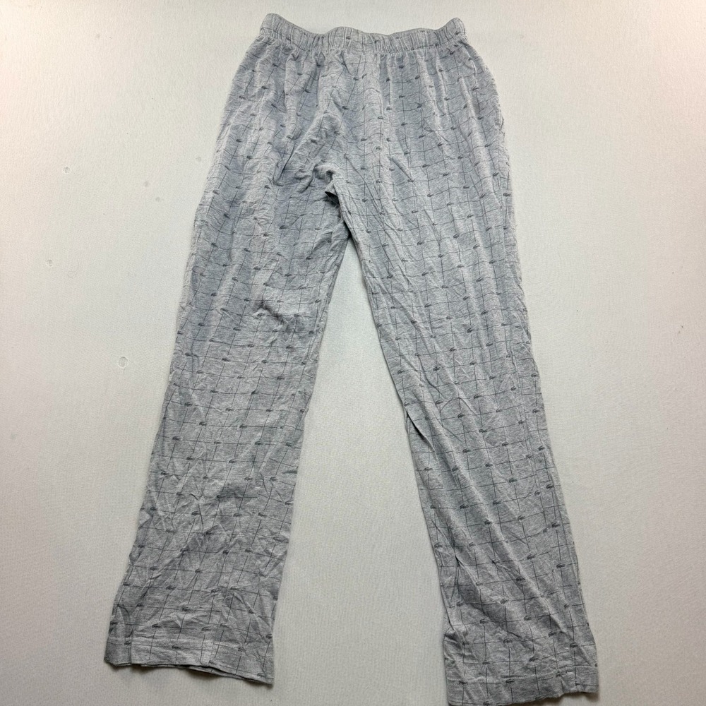 Lacoste Pajama Pants Mens Small Grey Grid Logo Sleepwear Lounge Bottoms